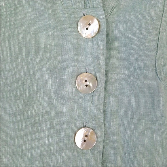 NWT J.Jill Pure Jill 100% Linen 3 Button Front Tunic Blouse Sage Green Sz MP - Picture 6 of 14